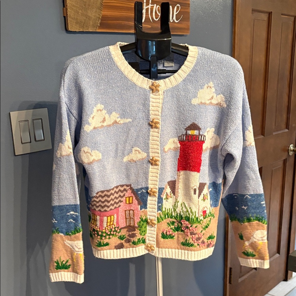 Coastal Charm Lighthouse Cardigan
